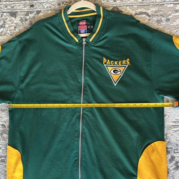 90’s Vintage NFL Mirage Green Bay Packers Zip Up Short Sleeve Shirt - Picture 8 of 11